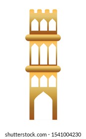 golden manger tower building isolated icon vector illustration design