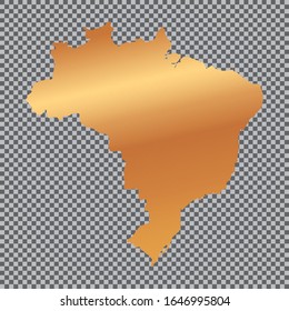 golden map of Brazil on transparent background