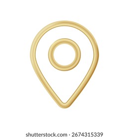 A golden map marker pin icon symbolizing navigation and location, designed for apps and maps.