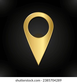 Golden map pointer. Gold marker location icon.