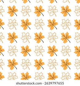 Golden Maple Leaf Symphony Charm Vector Seamless Pattern can be use for background and apparel design