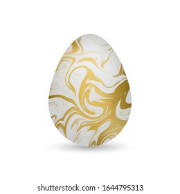 Golden Marble Easter.Spring Holiday Art Deco con un diseño elegante.Vector realista 3d con forma de ilustración moderna.Pieza dorada de lujo Huevo Caza elemento aislado.Tarjeta de saludo.