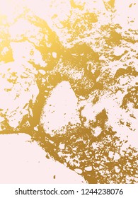 Golden marble imitation background. Abstract cover with old rock, stone texture. Pink and Gold grunge texture. Template for business, web, invitation, greeting card and wallpaper. Vector Illustration