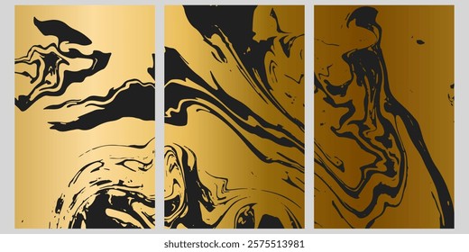 Golden marble set for the A0 size poster.Elegant marble texture set. Luxury vector, Made on 23 jan 2025.black, lux pattern for cover, invitation template, wedding card, menu design, note book