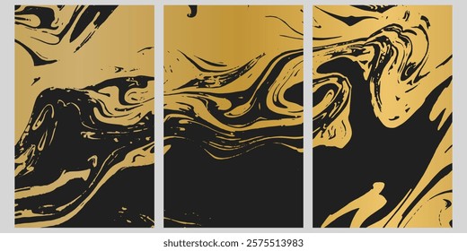 Golden marble set for the A0 size poster.Elegant marble texture set. Luxury vector, Made on 23 jan 2025.black, lux pattern for cover, invitation template, wedding card, menu design, note book
