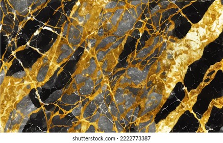 Golden marble texture with many contrasting textures. The abstract gold marble can also be used to create surface effects on architectural floors; ceramic floors and wall tiles. Vector.