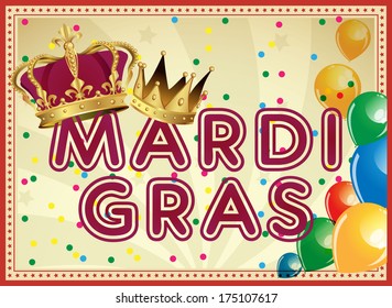 Golden Mardi Gras design element. Carnival background. Two carnival crowns.