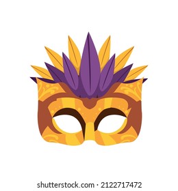 golden mardi gras mask design over white