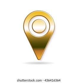 Golden marker location logo. Vector graphic design