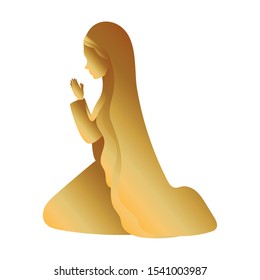 golden mary virgin manger character vector illustration design