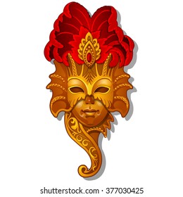 Golden mask for carnival. Vector.