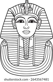 golden mask of tutankhamun - coloring page