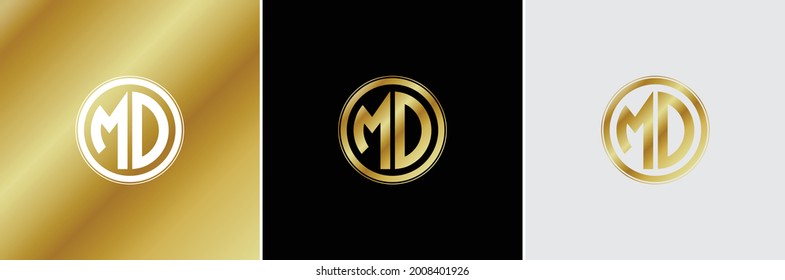 Golden MD Circle Logo Creative Modern Minimal Alphabet M D Initial Letter Mark Monogram Editable in Vector Format