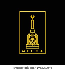 golden Mecca clock tower logo design vector