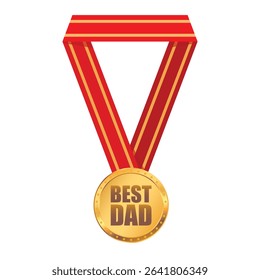 Golden medal best dad. Happy Father's Day celebration. Vector illustration