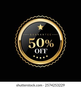 Golden medal and black luxury labels, gold premium vector badges. Luxury VIP and premium quality sticker tags. Black Friday Super Sale. Vector. EPS.