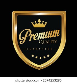 Golden medal and black luxury labels, gold premium vector badges. Luxury VIP and premium quality sticker tags. Black Friday Super Sale. Vector. EPS.