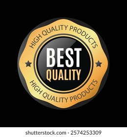 Golden medal and black luxury labels, gold premium vector badges. Luxury VIP and premium quality sticker tags. Black Friday Super Sale. Vector. EPS.