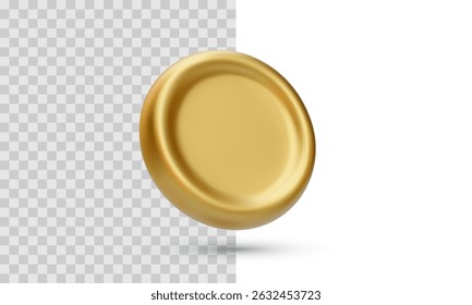 Golden Medal Or Coin In Glossy 3D Style On Transparent And White Background. Symbol Of Victory, Achievement, Currency Or Prize For Games, Awards, Or Premium Icons. Vector Illustration.
