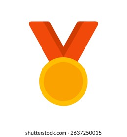 Golden medal dangling from orange ribbon illustration design element