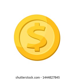 Golden medal dollar coin isolated on white background, Dollar coin gold icon, Medal dollar gold sign, Money coin financial symbol illustration, Currency coin symbol of business finance, Medal dollar