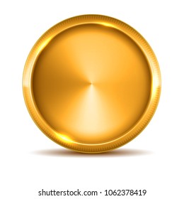 Golden medal. Gold vector badge. Isolated  modern illustration Symbol rich wealth hidden treasures riches goldshine dazzling blinding frame empty clean copyspace background logo realistic gift present