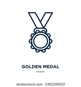 golden medal icon from sports collection. Thin linear golden medal, medal, golden outline icon isolated on white background. Line vector golden medal sign, symbol for web and mobile
