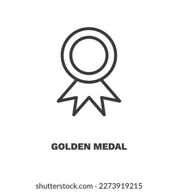 golden medal icon. Thin line golden medal icon from sport and game collection. Outline vector isolated on white background. Editable golden medal symbol can be used web and mobile