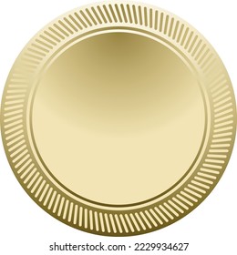 Golden medal mockup. Realistic blank metal circle