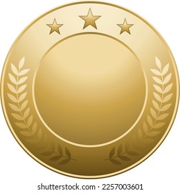 Golden medal mockup. Realistic round honor badge