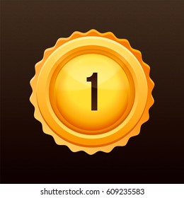 Golden Medal with numbers. Achievement icon illustration. Vector image.