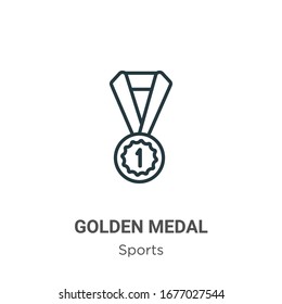 Golden medal outline vector icon. Thin line black golden medal icon, flat vector simple element illustration from editable sports concept isolated stroke on white background
