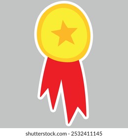 Golden Medal with Red Ribbon and Star