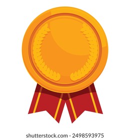 Golden medal with a red ribbon, symbolizing success and accomplishment