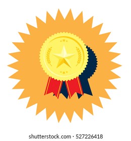 Golden medal with star vector