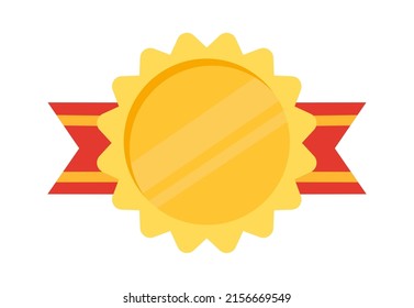 Golden medal with strip. Sport Winner Trophy. Vector illustration