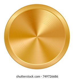 Golden medal template on white background. Metal circle. Vector