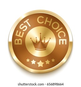 Golden medal. Vector illustration. Best choice