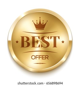 Golden medal. Vector illustration. Best offer