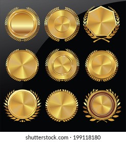 Golden medallion with laurel wreath, collection