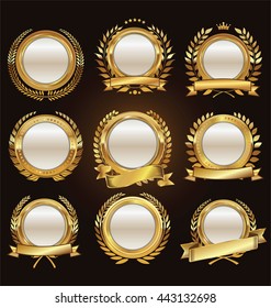Golden medallion with laurel wreath collection