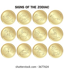 golden medals of the signs of zodiac