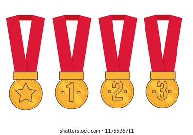 Golden medals vector set, first, second a third places