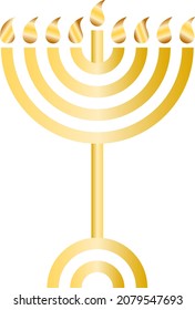 Golden menorah for Hanukkah with burning candles vector illustration