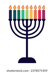 golden menorah hanukkah illustration vector isolated