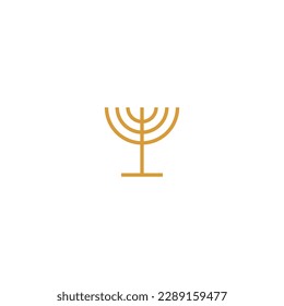 Golden menorah isolated on white background