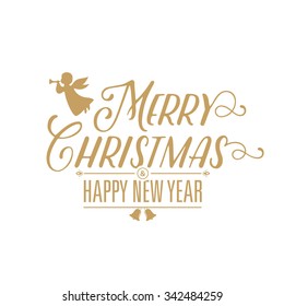 Golden Merry Christmas Text Design