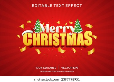 golden merry cristmas 3D text effect template