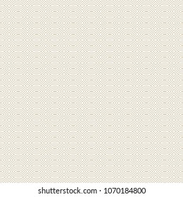 Golden mesh seamless pattern. Subtle vector abstract geometric ornament texture with thin curved lines, delicate mesh, net, grid, lattice, lace. White and beige luxury background. Ornamental design