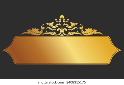 Golden message box, Thai pattern, chat, lecture area Free space for text